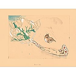 山本容子作｜『あのひとが来て』銅版画 手彩色｜インテリア・家具