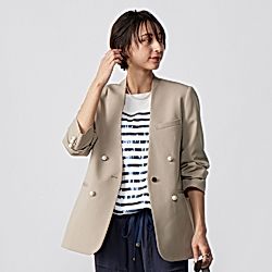 CINOH｜【別注】 パールボタン ノーカラージャケット｜ノーカラー
