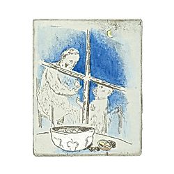 山本容子作｜『pecan』銅版画 手彩色（銀箔の額）｜インテリア・家具