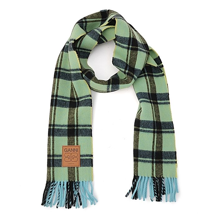 GANNI｜Double Face Wool Check Scarf｜マフラー・ストール｜HAPPY PLUS