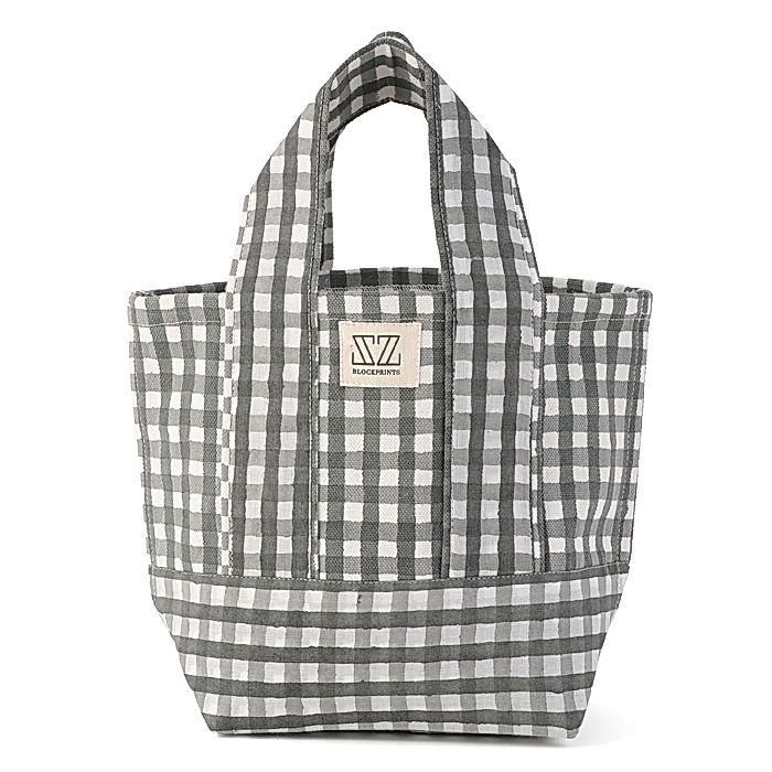 SZ BLOCKPRINTS｜Mini Maine Tote in Gingham Print｜トートバッグ