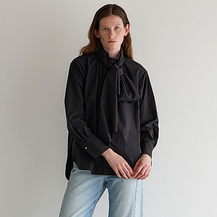 Iris様。美品Theory LS TIE NK TOPボウタイブラウスブラック martinique｜ライトタフタボウタイブラウス｜シャツ・ブラウス｜HAPPY PLUS