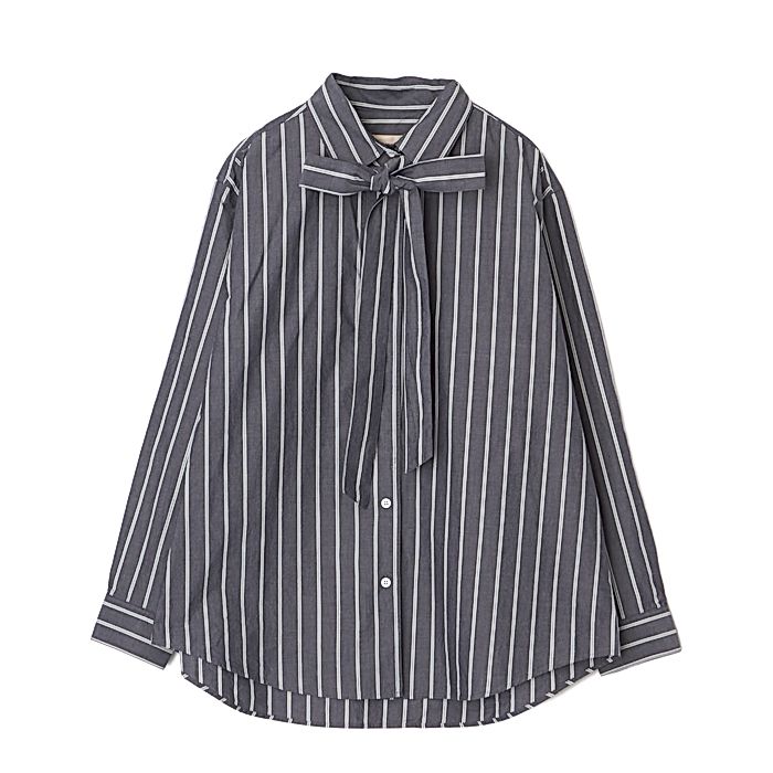 MEYAME｜STRIPED BOW-TIE BLOUSE｜シャツ・ブラウス｜HAPPY PLUS